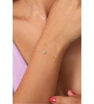 925 Ayar Gümüş Altın Kaplama Mix Taşlı Toplu Kar Tanesi  Bileklik