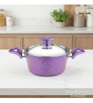 ARZU ÇELİK 18 Cm Granit Derin Tencere Çelik Kapak - Violet