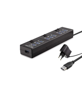 Usb Hub 10*Usb 1M Siyah ( Güç Adaptörlü) HDX7005 (Standart)