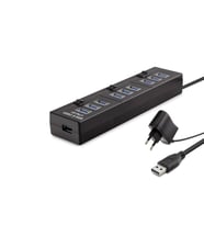 Usb Hub 10*Usb 1M Siyah ( Güç Adaptörlü) HDX7005 (Standart)