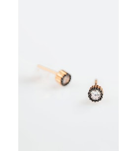 Beyaz Tek Taş 14 K Rose Altın Kaplama 4mm Kadın Küpe