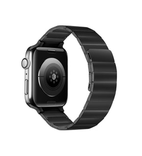 Apple Watch 10/11 42mm-38/40/41mm Kordon Mıknatıslı Baklalı Metal Kordon 2/3/4/5 (Siyah)