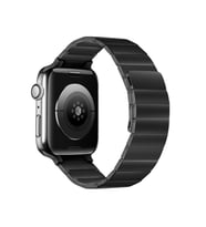 Apple Watch 10/11 42mm-38/40/41mm Kordon Mıknatıslı Baklalı Metal Kordon 2/3/4/5 (Siyah)