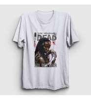 Presmono Unisex Beyaz Fight Michonne The Walking Dead T-Shirt 399701tt