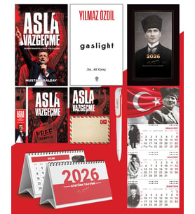 Asla Vazgeçme - Ayraç - Kartpostal - Poster - Gaslight -  2026 Ajanda Kalpaklı - Ay Yıldız Duvar Takvimi - Masa Takvimi