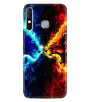 INFINIX Hot 8 Kılıf Silikon Desen Red Blue Leon 1714