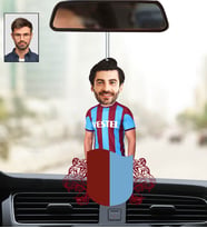 Kişiye Özel Bordo Mavi Taraftar Tasarımlı Karikatür Araba Dikiz Ayna Süsü