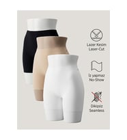 3'lü Paket Kadın Dikişsiz Lazer Kesim Şort Boxer Külot – Görünmez No Show İç Çamaşır - 501