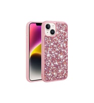 Apple iPhone 14 Plus Uyumlu Kılıf Parlak Taşlı Tasarım Zore Linea Kapak (Pembe)