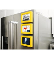 3D Baskı 3lü Magnet Fotoğraf Çerçevesi Seti - Buzdolabı İçin Mini Manyetik Resim Çerçevesi, Dekoratif Magnet-Sarı