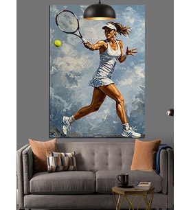 Tenis Oynayan Kadın Dekoratif Kanvas - Mdf Ahşap Tablo