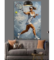 Tenis Oynayan Kadın Dekoratif Kanvas - Mdf Ahşap Tablo