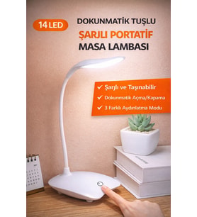 Dokunmatik 14 LED Şarjlı Portatif Masa Lambası USB Akrobatik Beyaz Işık 3 Mod LED Işık