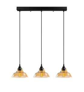 MYLİGHTS  RETRO  RUSTİK  VİNATGE SIRALI MASA ÜSÜTÜ  ÜÇLÜ AVİZE BAL CAMLI  60 CM EN CAMLAR 20 CM (Siyah)