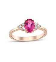 Pembe Safir Tektaş Pırlanta Yüzük