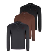 ÜÇLÜ SET V4007 DEWBERRY ERKEK SWEATSHIRT-SİYAH-LACİVERT-KAHVE