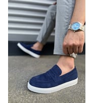 New Varexmev Bağcıksız Süet Erkek Günlük Casual Klasik Ayakkabı - LAcivert