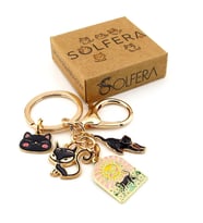Sevimli Kara Kediler Tarot Güneş Kartı Şans Çanta Süsü Charm Anahtarlık KY136