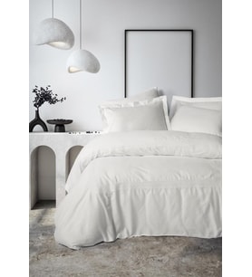 Cotton Box Brode Nakışlı Çift Kişilik Saten Nevresim Takımı Galant Beyaz