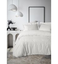 Cotton Box Brode Nakışlı Çift Kişilik Saten Nevresim Takımı Galant Beyaz