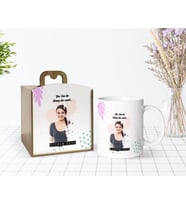 BK Gift Kişiye Özel Ahşap Kutuda İsimli Fotoğraflı Beyaz Kupa Bardak-2