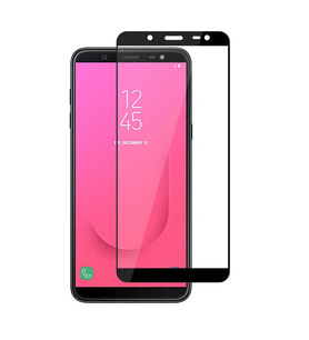 Samsung Galaxy J8 Uyumlu Zore Kenarları Kırılmaya Dayanıklı Cam Ekran Koruyucu (Siyah)