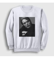 Presmono Unisex Beyaz Pose Mads Mikkelsen Sweatshirt 555501tt (Beyaz)