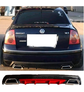Vw Passat B5 Kırmızı Difüzör Çiftli Kare Egzoz Görünümlü D Tip Difizör