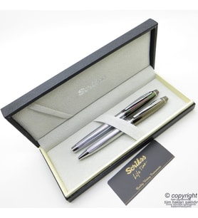 Scrikss Special İsme Özel Desenli Titanyum & Krom Roller Kalem + Tükenmez Kalem Set