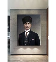 Atatürk Mustafa Kemal Kanvas Tablo Okullara İşyerlerine Uygun (8 Farklı Ölçü)