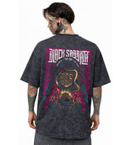Tasarım Black Sabbath Rock Metal Müzik Grubu Sırt Baskılı Unisex Oversize Eskitme Yıkamalı Tişört