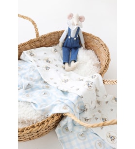 Teddy Bear Serisi %100 Pamuk Çift Taraflı Bebek ve Çocuk Battaniyesi 85x100