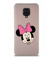 Xiaomi Redmi Note 9S Soft Premier Kapak Minnie Mouse-C Tasarımlı Silikon Kılıf - Pudra (Şeffaf)