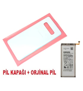 Samsung Galaxy S10 PLUS Arka Pil Batarya Kapağı + PİL (CAM) BEYAZ