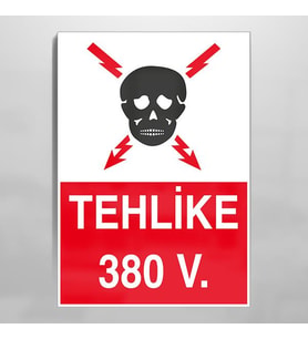 Tehlike 380 V Uyarı Levhası 40x60cm (Karışık)
