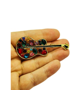 Renkli Taşlı Gitar Broş
