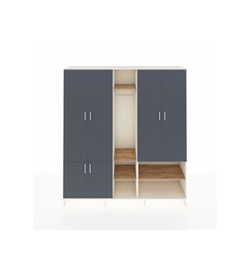 Hyperion Dolap 15 Raflı 5 Kapaklı Tek Askılı 220x44x243 Aytaşı-Antrasit/Çam