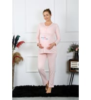 Akbeniz Kadın Uzun Kol Hamile Lohusa Pijama Takımı Pudra 45501