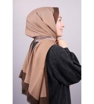 Düz Renk Şeritli Monogram Şal - Desen-01