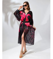 Kadın Rahat Kesim Şifon Kimono - Siyah