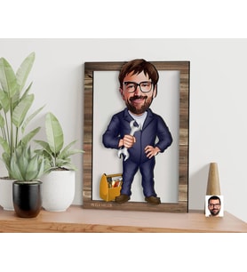 BK Gift Kişiye Özel Tamirci Karikatürlü 3D Ahşap Tablo, Sevgiliye Hediye, Arkadaşa Hediye, Yıl Dönümü Hediyesi, Doğum Günü Hediyesi-1