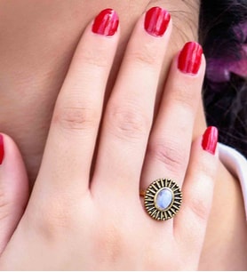 Doğal Taş Aytaşı Doğal Taşlı Antik Model Kadın Ayarlanabillir Yüzük euy74ay (Beyaz)