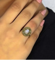 Doğal Taş Aytaşı Doğal Taşlı Antik Model Kadın Ayarlanabillir Yüzük euy74ay (Beyaz)