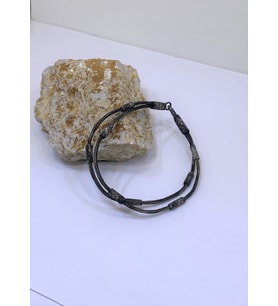 Oksitli Gümüş Çift Sıra Bileklik : Oksitli - 19 cm : Oksitli - 17 cm