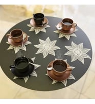 6 lı Dantel Kahve Sunumluğu 15x15 cm Asorti Desenli Bardak Altlığı Türk Kahvesi Fincan Sunum Seti