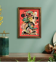 BK Gift Modern Soyut Tasarımlı Doğal Masif Ahşap Çerçeveli Tablo 30x40cm-9