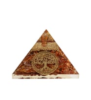 Kırmızı Akik Hayat Ağacı Doğal Taş Organit Piramit - 6cm (Karışık)