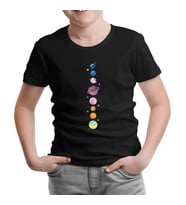 Gezegenler Yıldızlar Siyah Çocuk Tshirt
