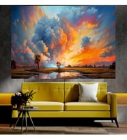Gökyüzü ve Doğa Manzaralı Sanatsal Dekoratif Duvar Tablosu (70x100 cm)