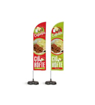 Çiğköfte Temalı 2 Yelken Bayrak 1 100x50 cm Branda